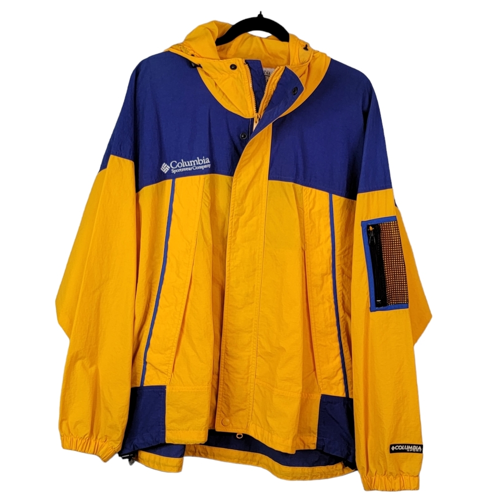 Columbia Sports Yellow Blue Vintage 90's Y2K Golden State Vibes Winbreaker L